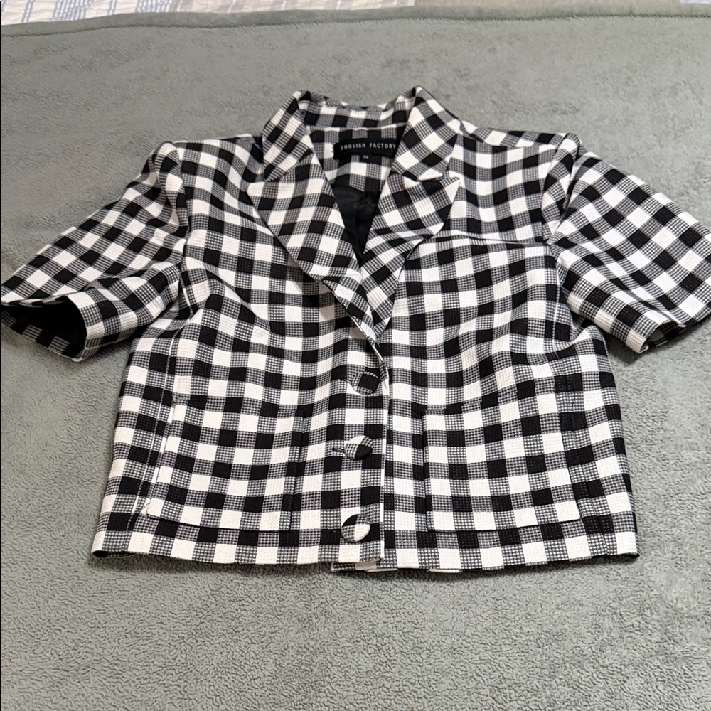 English Factory Black and White Checkered Blazer: PRISTINE CONDITION
